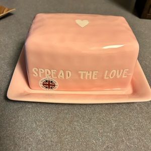 Pink butter dish